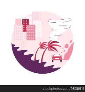 Hurricanes abstract concept vector illustration. Natural disaster, tropical storm, strong wind, hurricane caused damage, climate change consequence, extreme weather condition abstract metaphor.. Hurricanes abstract concept vector illustration.
