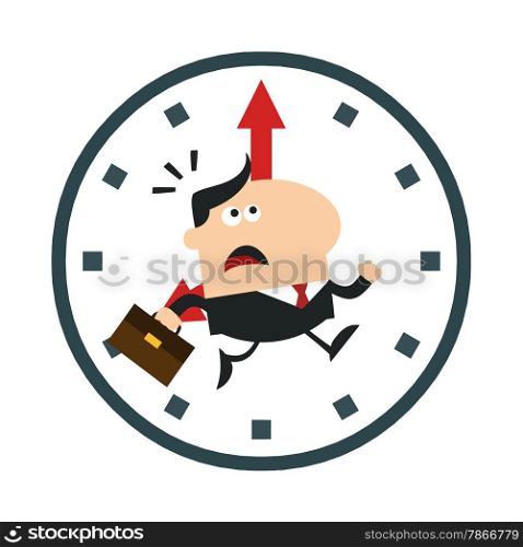 Hurried Manager Running In A Clock Modern Flat Design