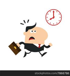 Hurried Manager Running Past A Clock Modern Flat Design