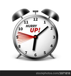 Hurry up vector concept background with alarm clock. Illustration of clock and time, hurry up alarm. Hurry up vector concept background with alarm clock