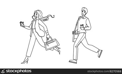 hurrying up vector. young woman, hurry sale, female man, up person, discount fun hurrying up character. people Illustration. hurrying up vector