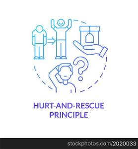 Hurt-and-rescue approach concept icon. Point out problem and offer solution. Selling method. Marketing technique abstract idea thin line illustration. Vector isolated outline color drawing. Hurt-and-rescue approach concept icon