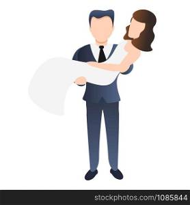 Husband catch bride icon. Cartoon of husband catch bride vector icon for web design isolated on white background. Husband catch bride icon, cartoon style