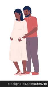 Husband holding pregnant wife carefully semi flat color vector characters. Editable figures. Full body people on white. Simple cartoon style spot illustration for web graphic design and animation. Husband holding pregnant wife carefully semi flat color vector characters