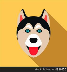 Husky dog head icon. Flat illustration of husky dog head vector icon for web design. Husky dog head icon, flat style