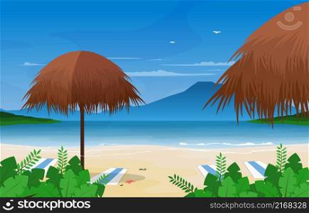 Hut Island Sea Summer Landscape Karma Kandara Beach Bali Illustration