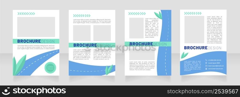 Hybrid cars blue blank brochure design. Template set with copy space for text. Premade corporate reports collection. Editable 4 paper pages. Barlow Black, Thin, Nunito Light fonts used. Hybrid cars blue blank brochure design