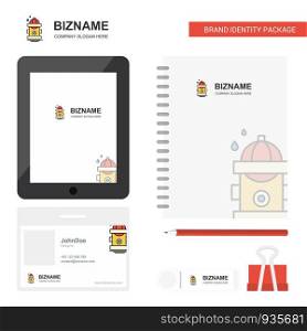Hydrant Business Logo, Tab App, Diary PVC Employee Card and USB Brand Stationary Package Design Vector Template