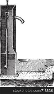 Hydrant, vintage engraved illustration. Industrial encyclopedia E.-O. Lami - 1875.