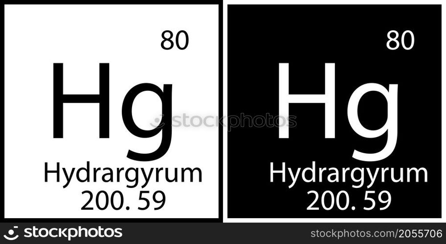 Hydrargyrum chemical symbol. Mendeleev table. Banner design. Square frame. Science icon. Vector illustration. Stock image. EPS 10.. Hydrargyrum chemical symbol. Mendeleev table. Banner design. Square frame. Science icon. Vector illustration. Stock image.