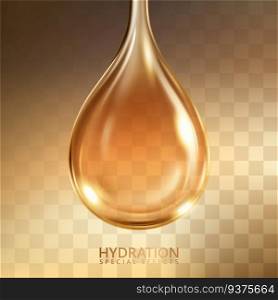 Hydration oil effect, closeup look at cosmetic oil texture isolated on transparent background in 3d illustration. Hydration oil effect