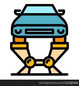 Hydraulic car lift icon. Outline hydraulic car lift vector icon color flat isolated. Hydraulic car lift icon color outline vector