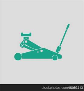Hydraulic jack icon. Gray background with green. Vector illustration.
