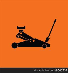 Hydraulic jack icon. Orange background with black. Vector illustration.