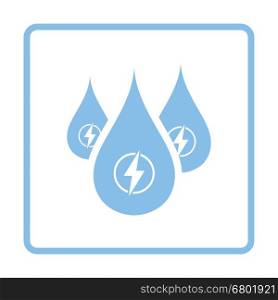 Hydro energy drops icon. Blue frame design. Vector illustration.