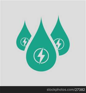 Hydro energy drops icon. Gray background with green. Vector illustration.