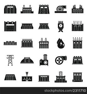 Hydro power icons set simple vector. Eco water. Alternative energy. Hydro power icons set simple vector. Eco water