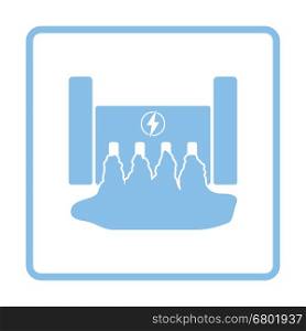 Hydro power station icon. Blue frame design. Vector illustration.