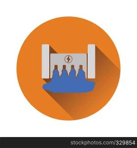 Hydro power station icon. Flat color design. Vector illustration.