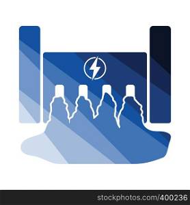 Hydro power station icon. Flat color design. Vector illustration.