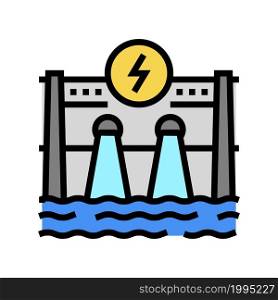 hydroelectricity energy construction color icon vector. hydroelectricity energy construction sign. isolated symbol illustration. hydroelectricity energy construction color icon vector illustration