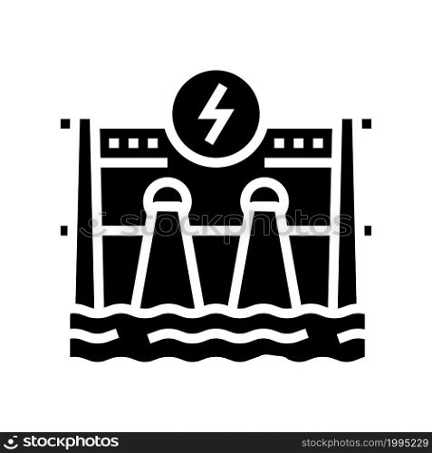 hydroelectricity energy construction glyph icon vector. hydroelectricity energy construction sign. isolated contour symbol black illustration. hydroelectricity energy construction glyph icon vector illustration