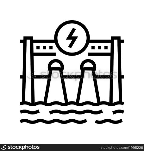 hydroelectricity energy construction line icon vector. hydroelectricity energy construction sign. isolated contour symbol black illustration. hydroelectricity energy construction line icon vector illustration