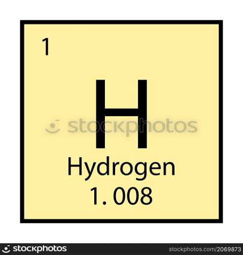 Hydrogen chemical icon. Periodic table symbol. Isolated sign. Light yellow background. Vector illustration. Stock image. EPS 10.. Hydrogen chemical icon. Periodic table symbol. Isolated sign. Light yellow background. Vector illustration. Stock image.