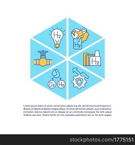 Hydrogen technologies concept line icons with text. PPT page vector template with copy space. Brochure, magazine, newsletter design element. Eco energy linear illustrations on white. Hydrogen technologies concept line icons with text