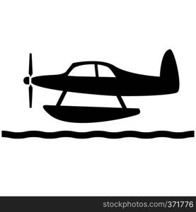 Hydroplane icon. Seaplane sign. Small seaplane symbol. flat style.