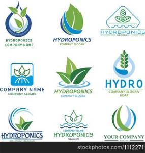 Hydroponics logo set