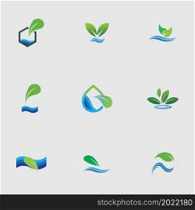 hydroponics set logo vector illustration design template on gray background
