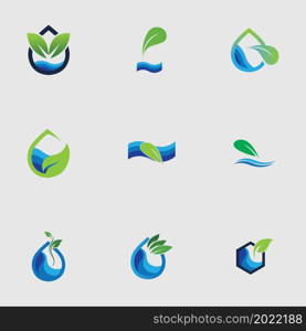 hydroponics set logo vector illustration design template on gray background