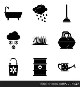 Hydroscheme icons set. Simple set of 9 hydroscheme vector icons for web isolated on white background. Hydroscheme icons set, simple style