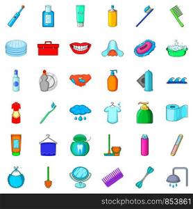 Hygiene icons set. Cartoon style of 36 hygiene vector icons for web isolated on white background. Hygiene icons set, cartoon style