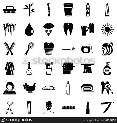 Hygiene icons set. Simple style of 36 hygiene vector icons for web isolated on white background. Hygiene icons set, simple style