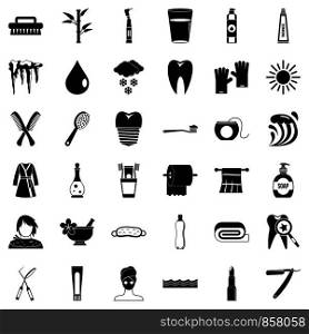 Hygiene icons set. Simple style of 36 hygiene vector icons for web isolated on white background. Hygiene icons set, simple style