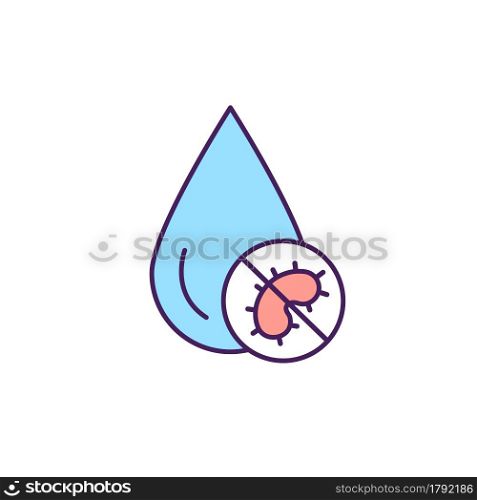 Hygiene promotion RGB color icon. Humanitarian aid and disease outbreak response. Disinfection, ionization, water purification. Isolated vector illustration. Simple filled line drawing. Hygiene promotion RGB color icon.