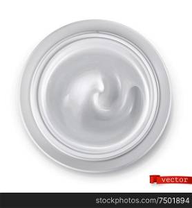 Hygienic cream, top view. 3d realistic vector illustration