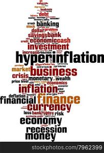 Hyperinflation word cloud concept. Vector illustration