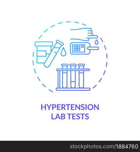 Hypertension lab tests concept icon. High blood pressure diagnosis abstract idea thin line illustration. Cholesterol levels measuring. Laboratory testing. Vector isolated outline color drawing. Hypertension lab tests concept icon