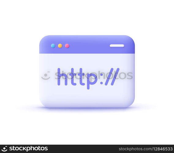 Hypertext Transfer Protocol Concept, HTTP data web page. Web browser, internet communication protocol. 3d vector icon. Cartoon minimal style.