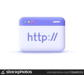 Hypertext Transfer Protocol Concept, HTTP data web page. Web browser, internet communication protocol. 3d vector icon. Cartoon minimal style.