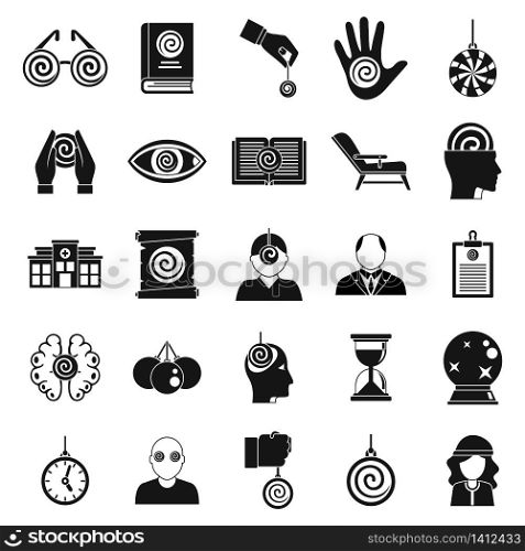 Hypnosis doctor icons set. Simple set of hypnosis doctor vector icons for web design on white background. Hypnosis doctor icons set, simple style