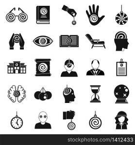 Hypnosis doctor icons set. Simple set of hypnosis doctor vector icons for web design on white background. Hypnosis doctor icons set, simple style