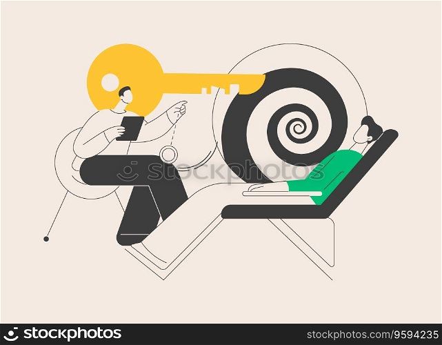 Hypnosis practice abstract concept vector illustration. Altered state of mind, hypnosis treatment services, psychiatry practice, reduced peripheral awareness, medical trance abstract metaphor.. Hypnosis practice abstract concept vector illustration.