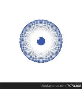 hypnotic blue halftone eyeball vector design