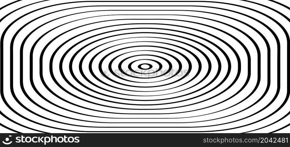 Hypnotic squares or circle spiral symbol, black and white maze background Seamless geometric line pattern. increasing or decreasing icon or pictogram. Labyrinth, square in stripes lines wave