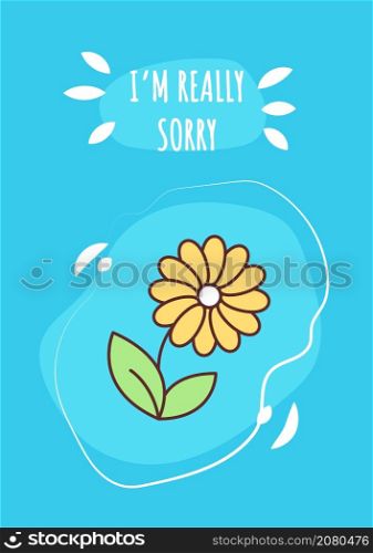 I am really sorry greeting card with color icon element. Regret and confession. Postcard vector design. Decorative flyer with creative illustration. Notecard with congratulatory message. I am really sorry greeting card with color icon element