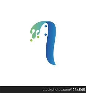 I letter logo design with water splash ripple template
